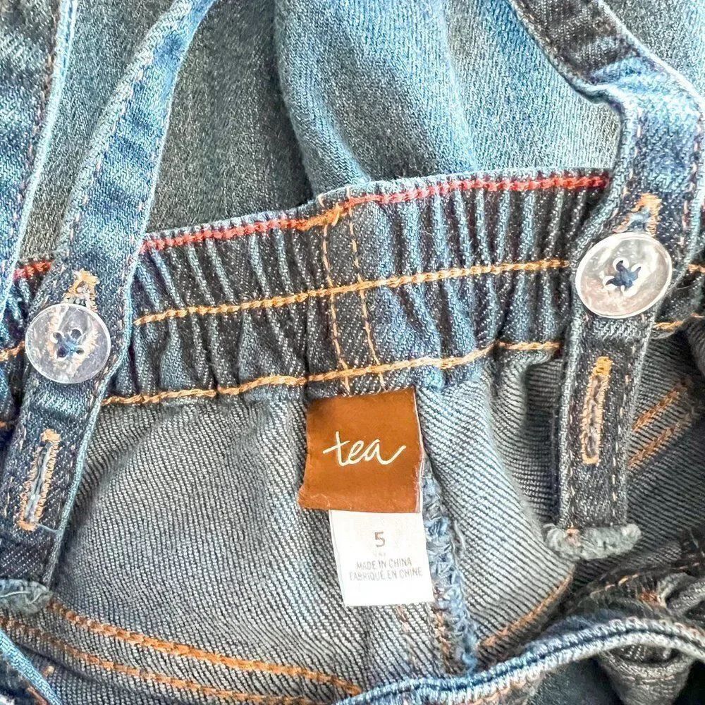 Tea Collection Denim Bib Tapered Overalls, Size 5 - Picture 6 of 6